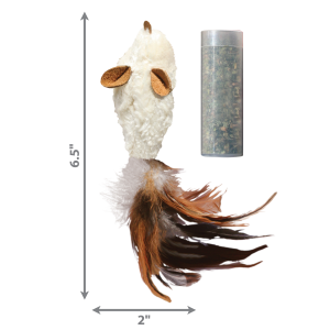 KONG Refillable Catnip Feather Mouse Plush Cat Toy 18cm