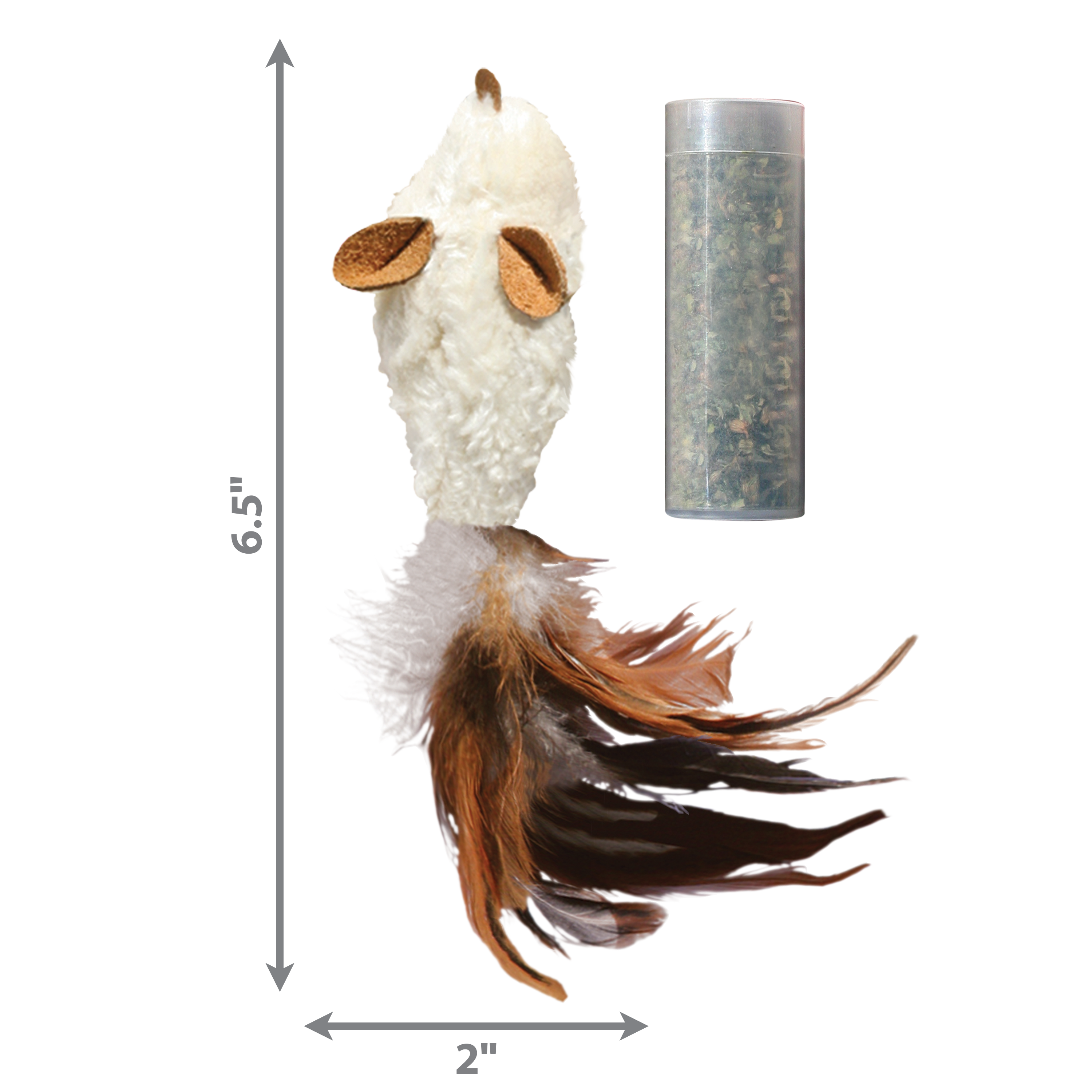 KONG Refillable Catnip Feather Mouse Plush Cat Toy 18cm