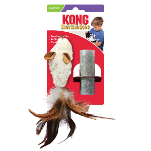 KONG Refillable Catnip Feather Mouse Plush Cat Toy 18cm