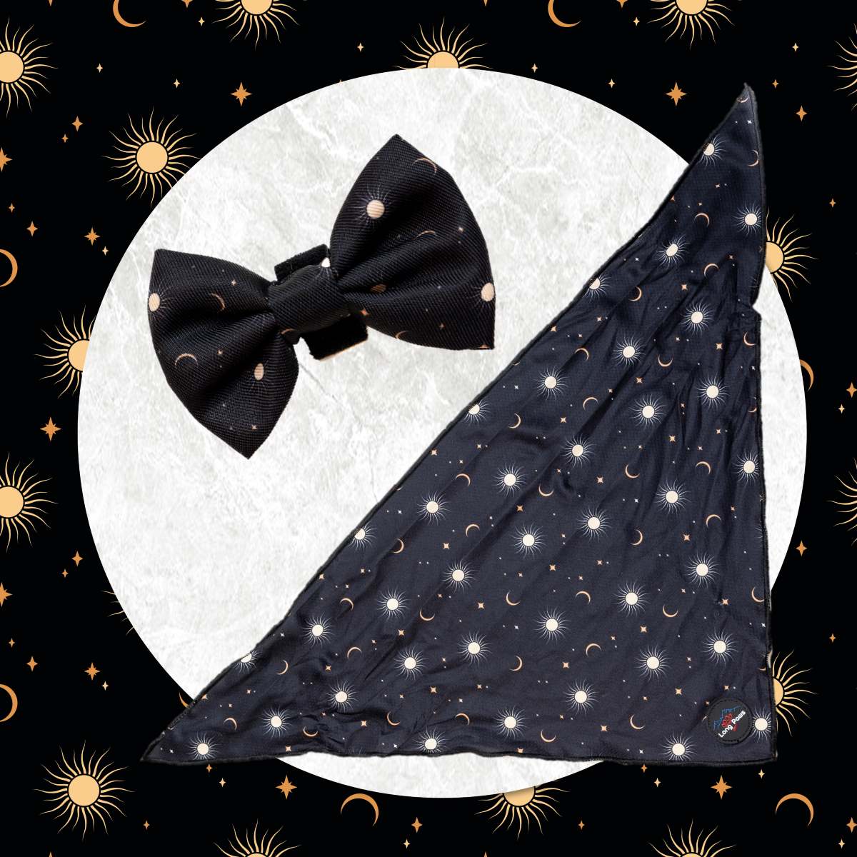 Harleys Companions - Funk the Dog Collar, Bowtie, & Bandana Set | Night Sky