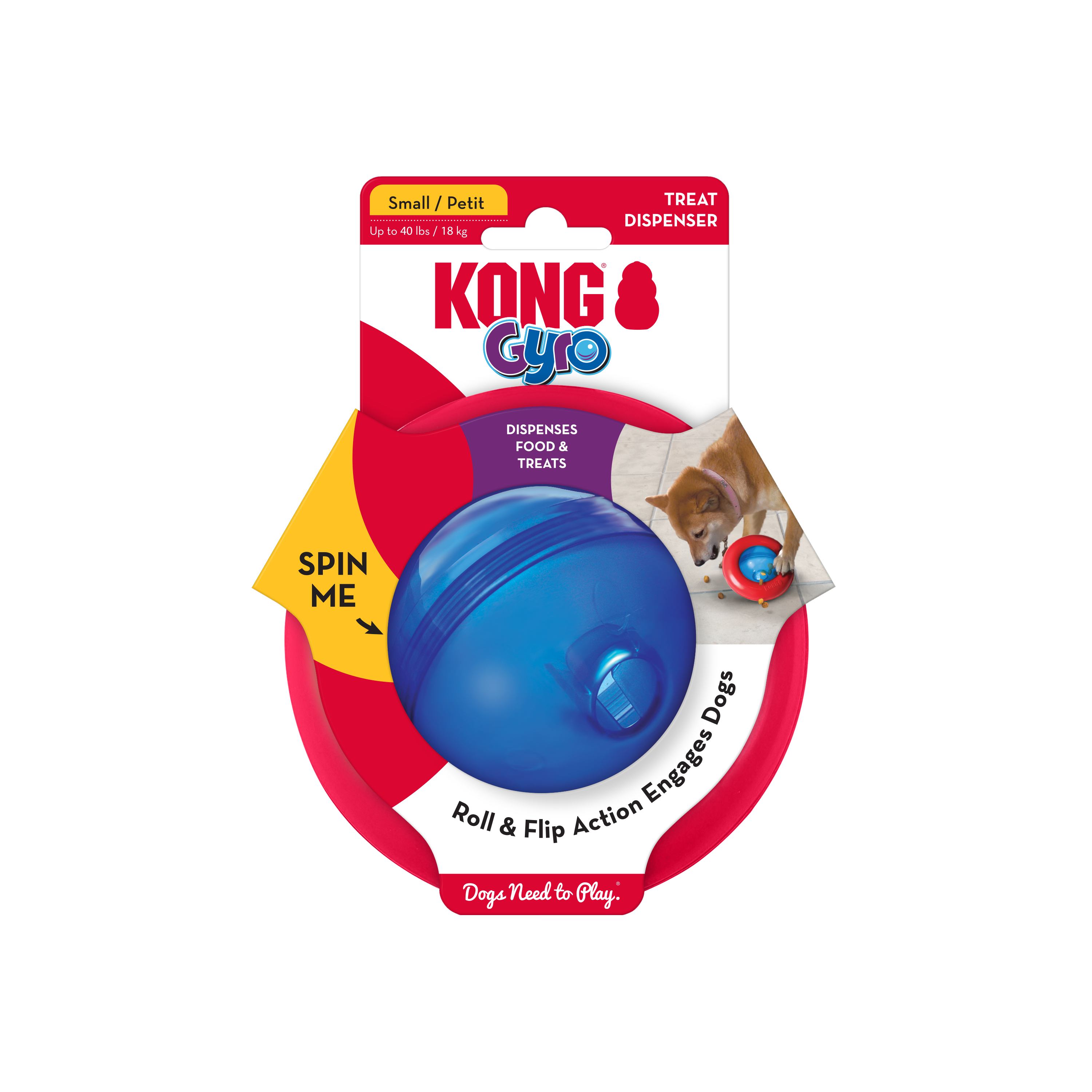 KONG Gyro Puppy Treat Dispensing Dog Toy - Small Assorted