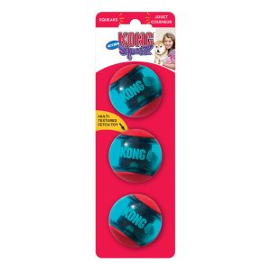 KONG Squeezz Action Squeaky Fetch Dog Toy - Small Red 3-Pack