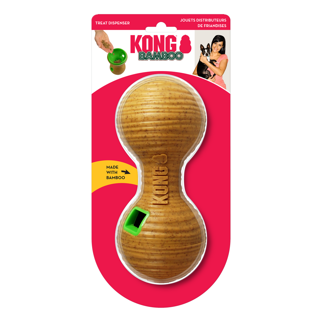 KONG Bamboo Feeder Dumbbell Eco-Friendly Dog Toy Medium