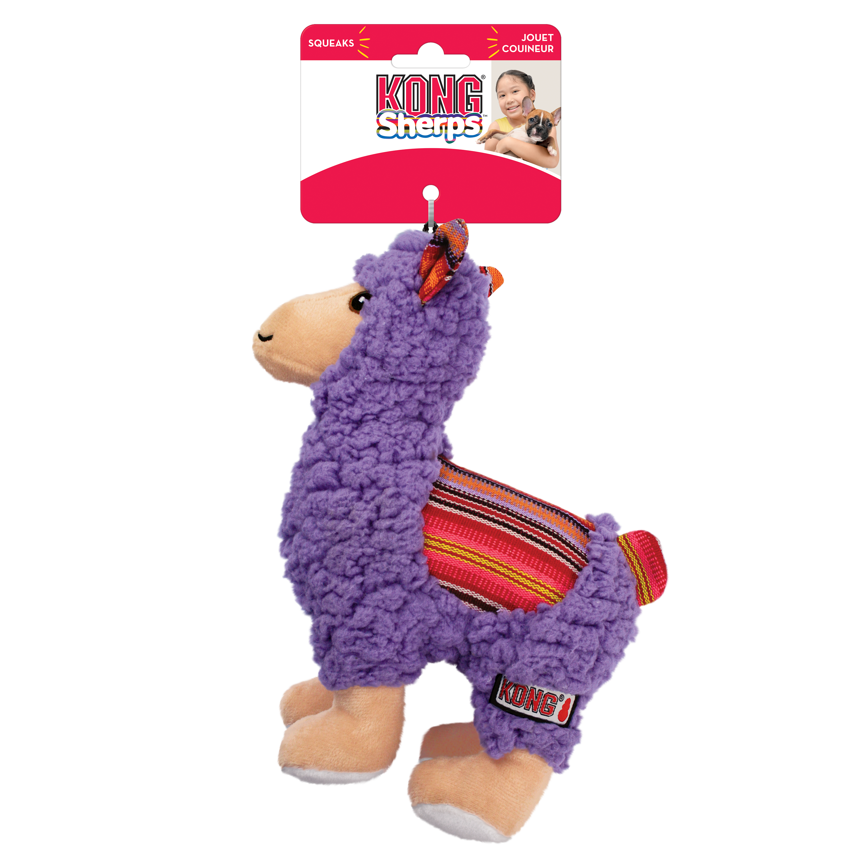 KONG Sherps Llama Squeaky Plush Dog Toy - Medium