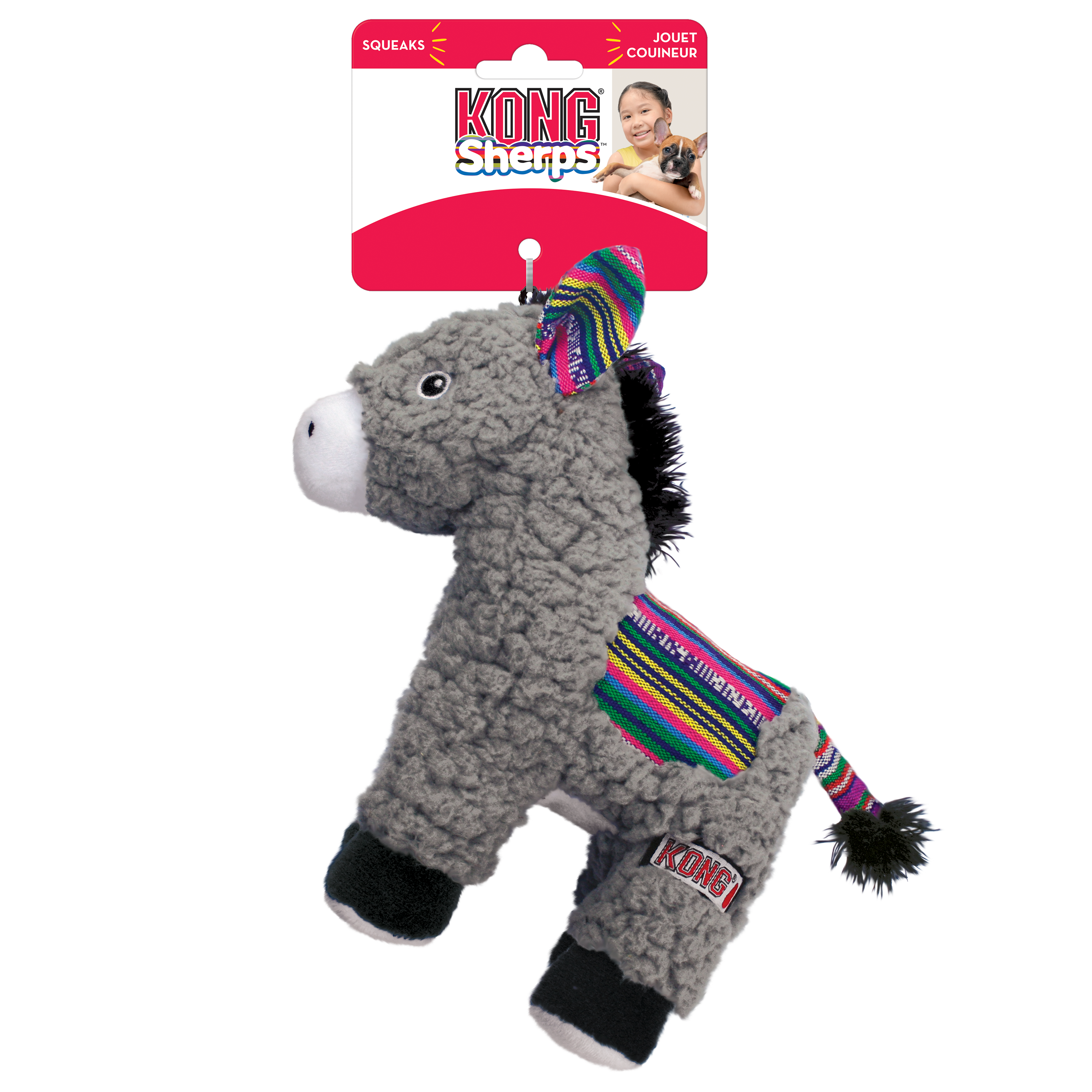 KONG Sherps Llama Squeaky Plush Dog Toy - Medium