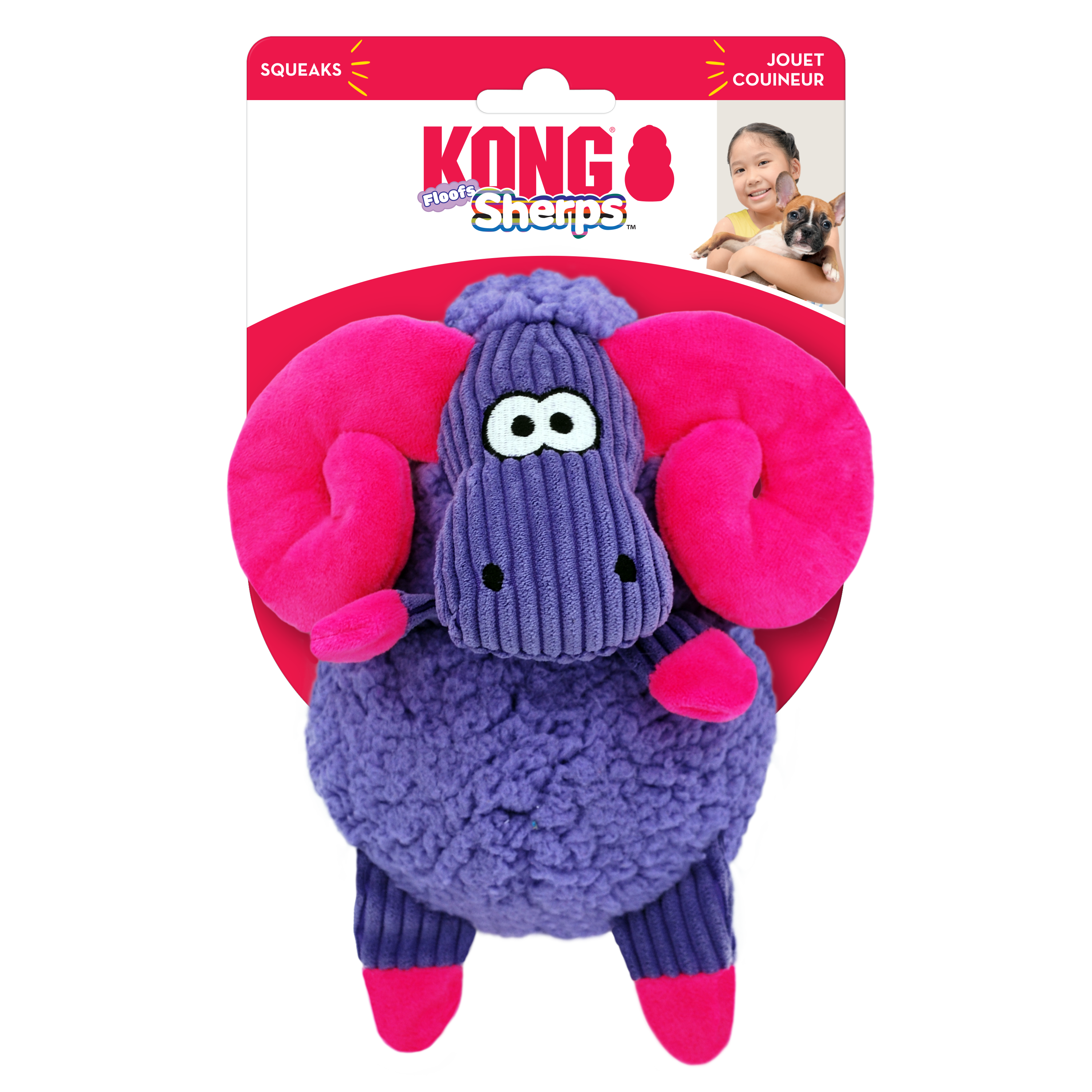 KONG Sherps Floofs Big Horn Squeaky Plush Dog Toy - Medium
