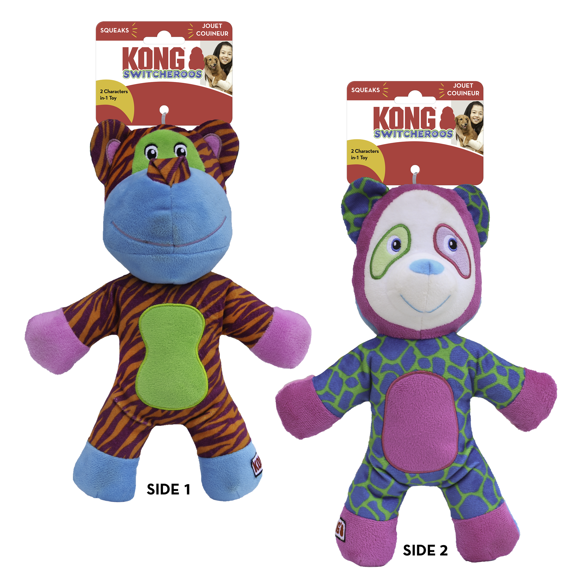 KONG Switcheroos Squeaky Plush Dog Toy - Large Assorted