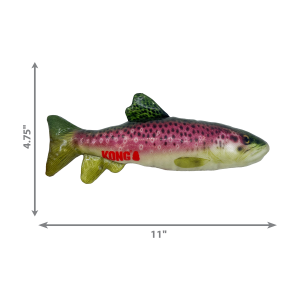 KONG Wild Shieldz Trout Durable Fetch Dog Toy - Medium
