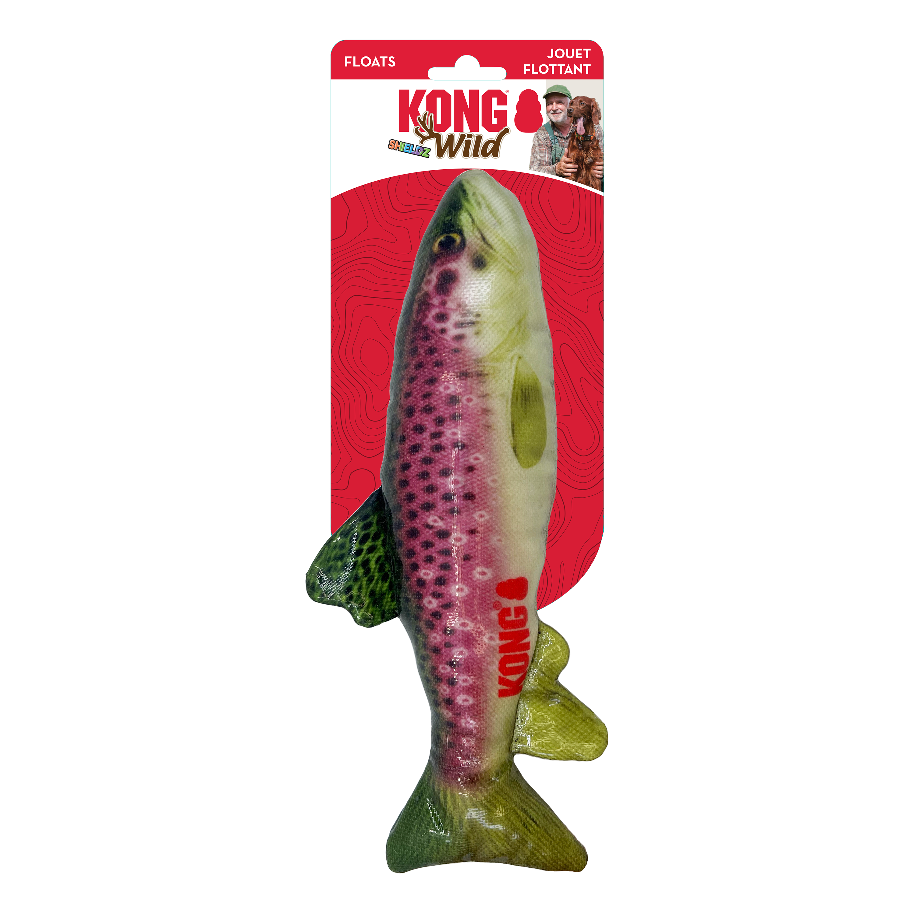 KONG Wild Shieldz Trout Durable Fetch Dog Toy - Medium