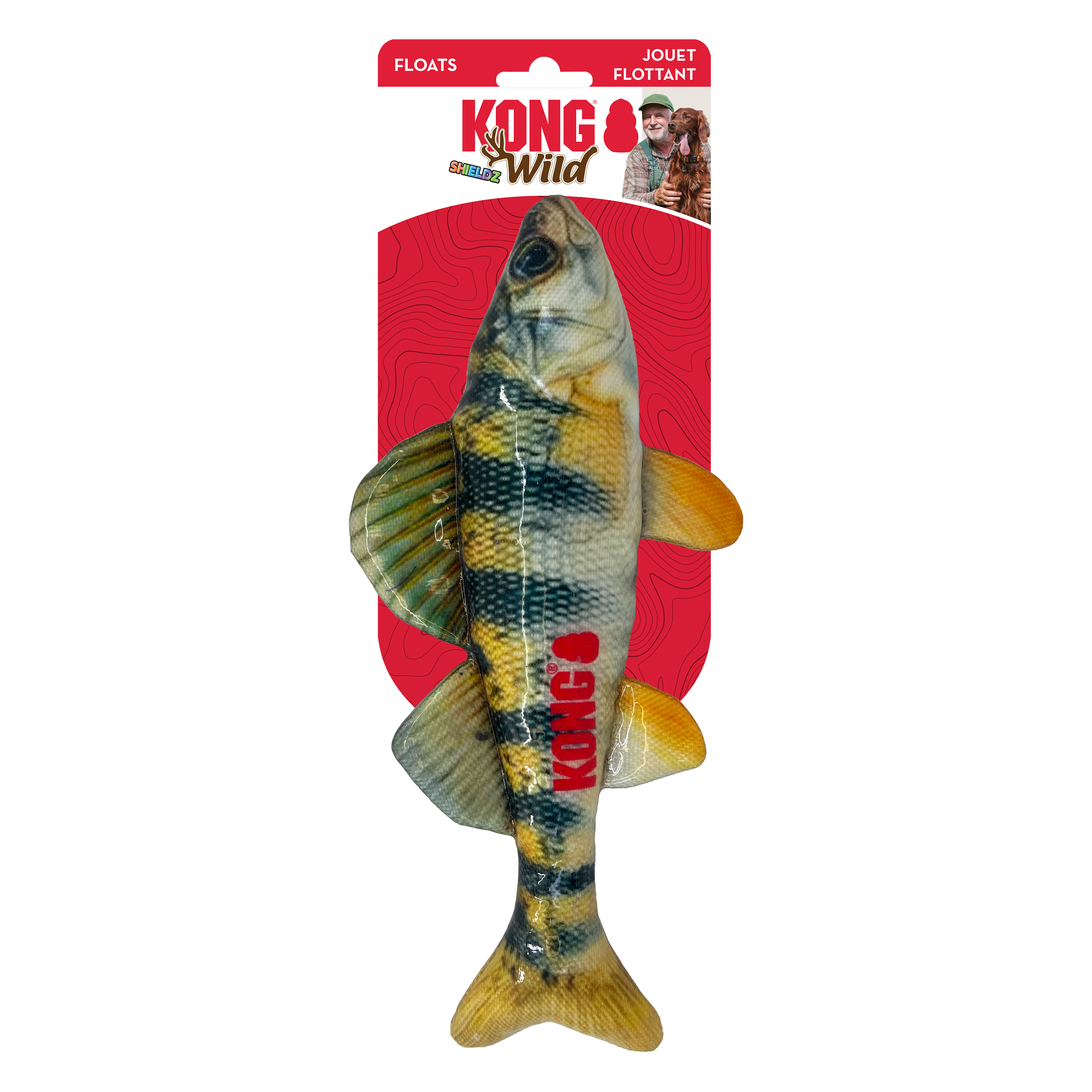 KONG Wild Shieldz Trout Durable Fetch Dog Toy - Medium