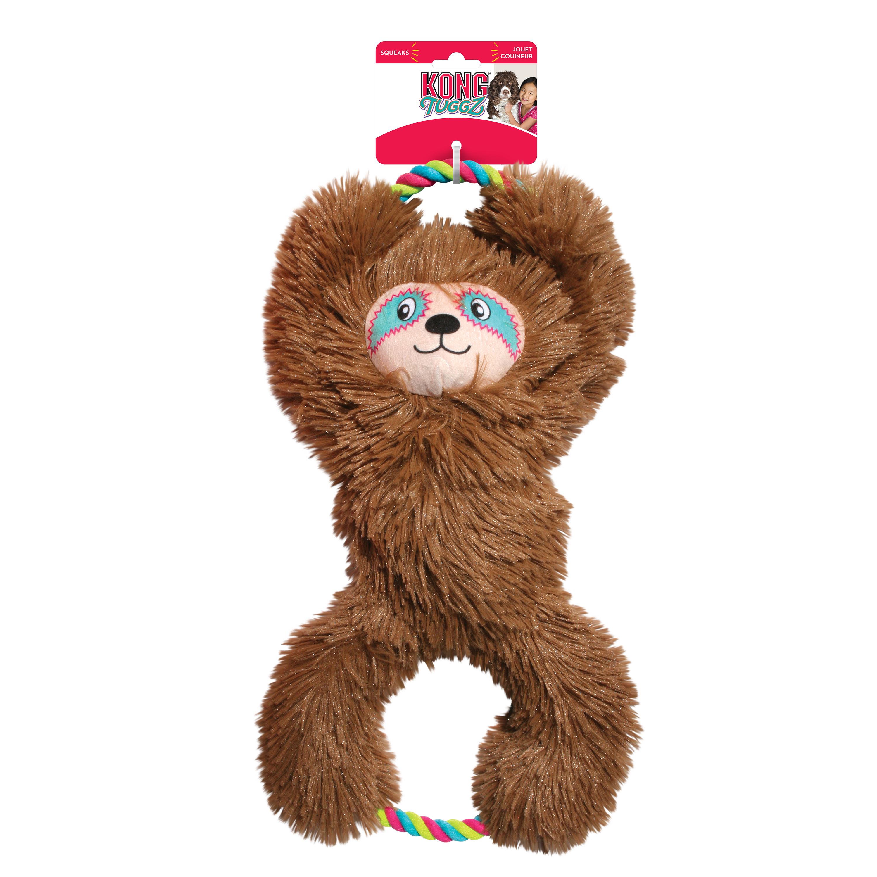 KONG Tuggz Sloth Squeaky Tug Plush Dog Toy - X-Large
