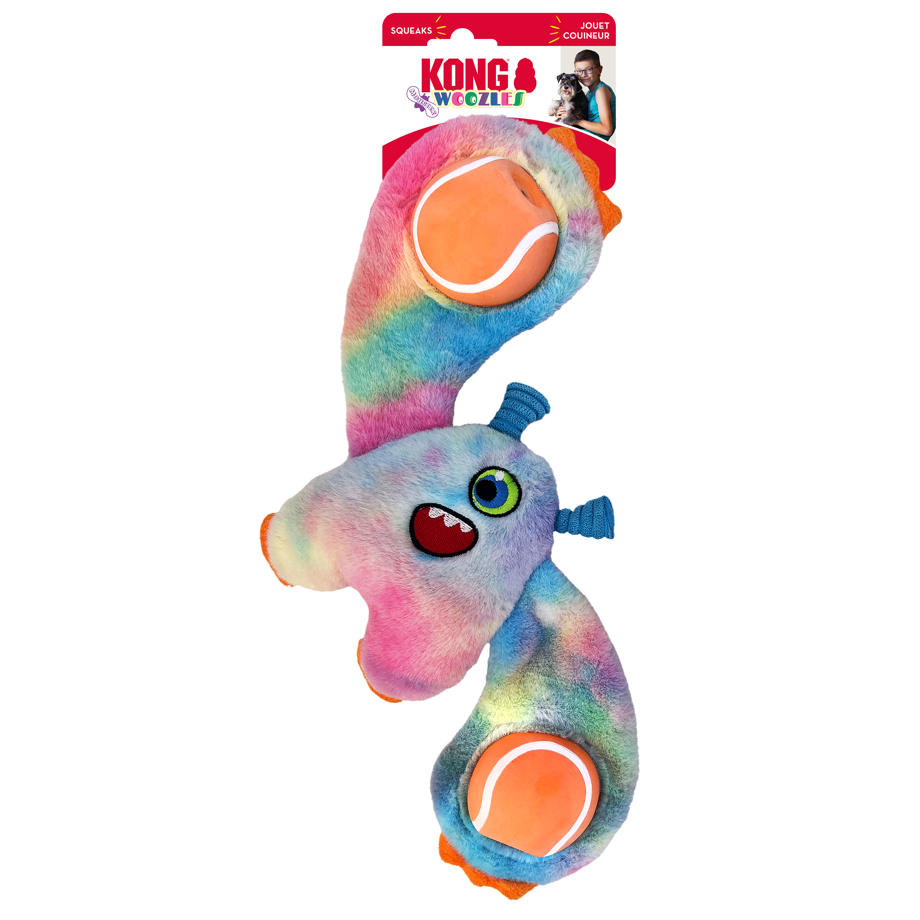 KONG Woozles Monster Squeaky Plush Dog Toy - Medium Assorted