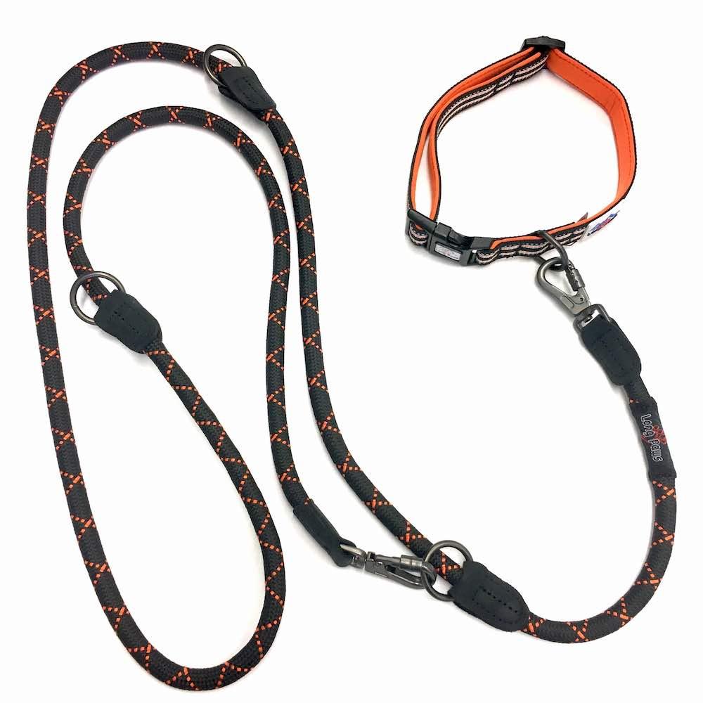 Harleys Companions - Multi-Function Rope Training Lead with Screw Lock Karabiner- Black