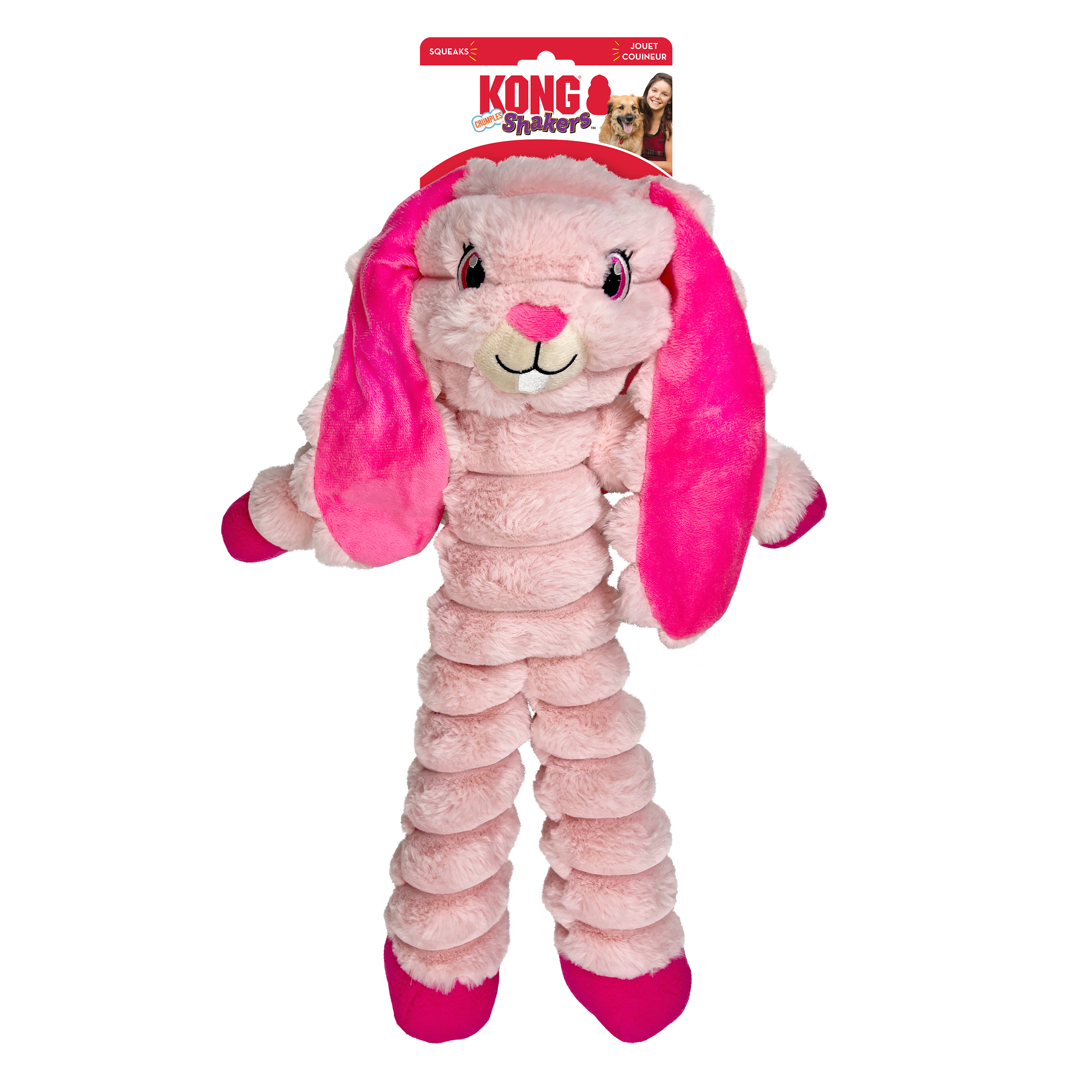 KONG Shakers Crumples Bunny Squeaky Tug Dog Toy - X-Large