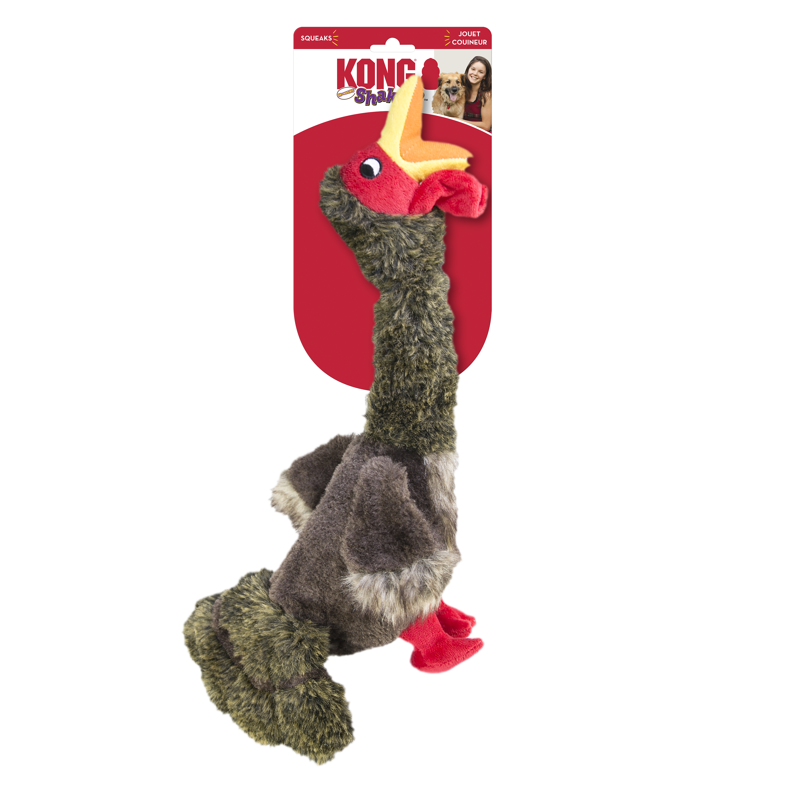 KONG Shakers Honkers Flamingo Squeaky Tug Dog Toy - Small