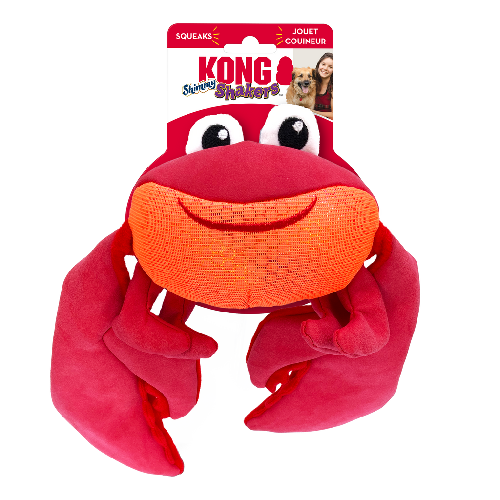 KONG Shakers Shimmy Crab Squeaky Tug Dog Toy - Medium