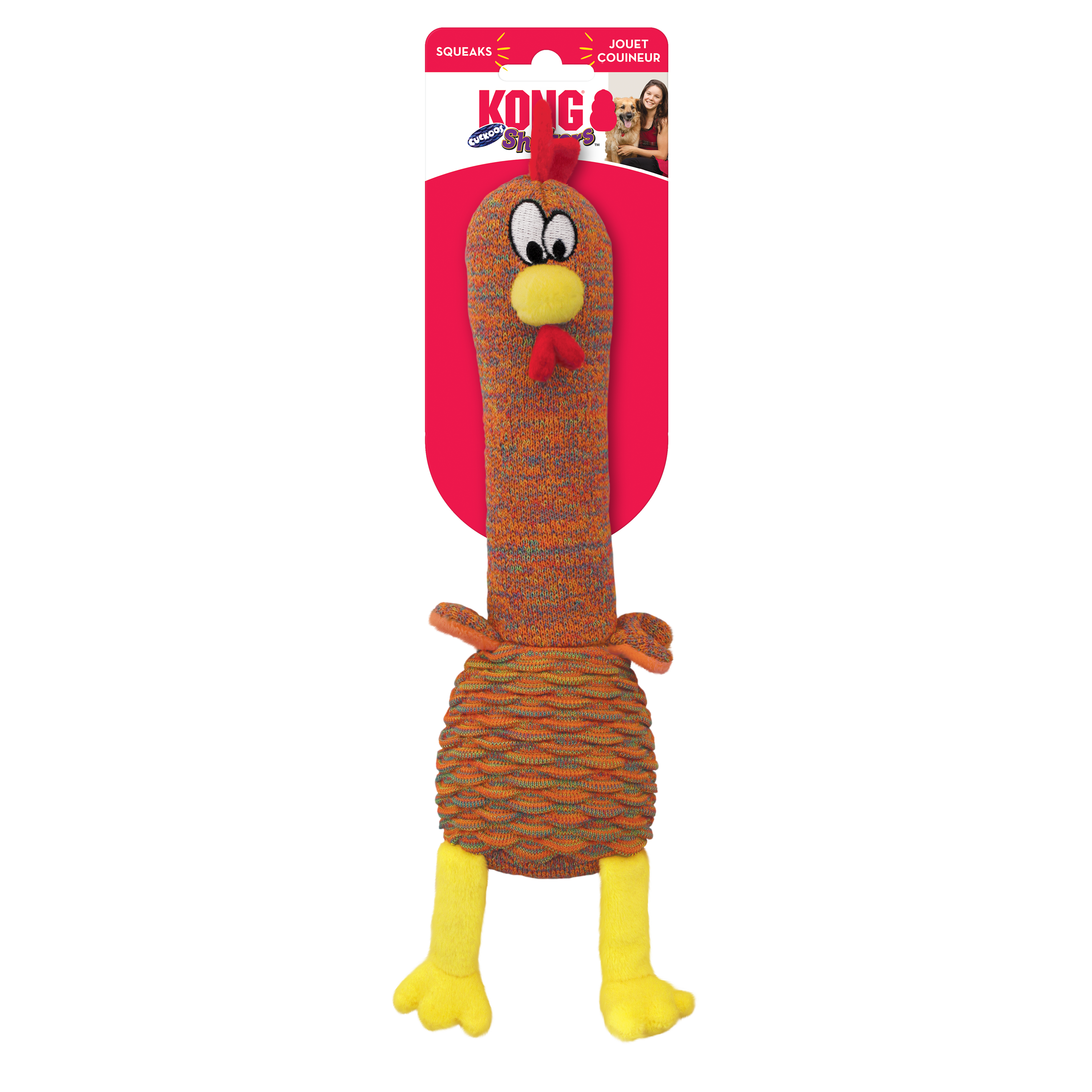 KONG Shakers Cuckoos Squeaky Plush Dog Toy - Medium Assorted