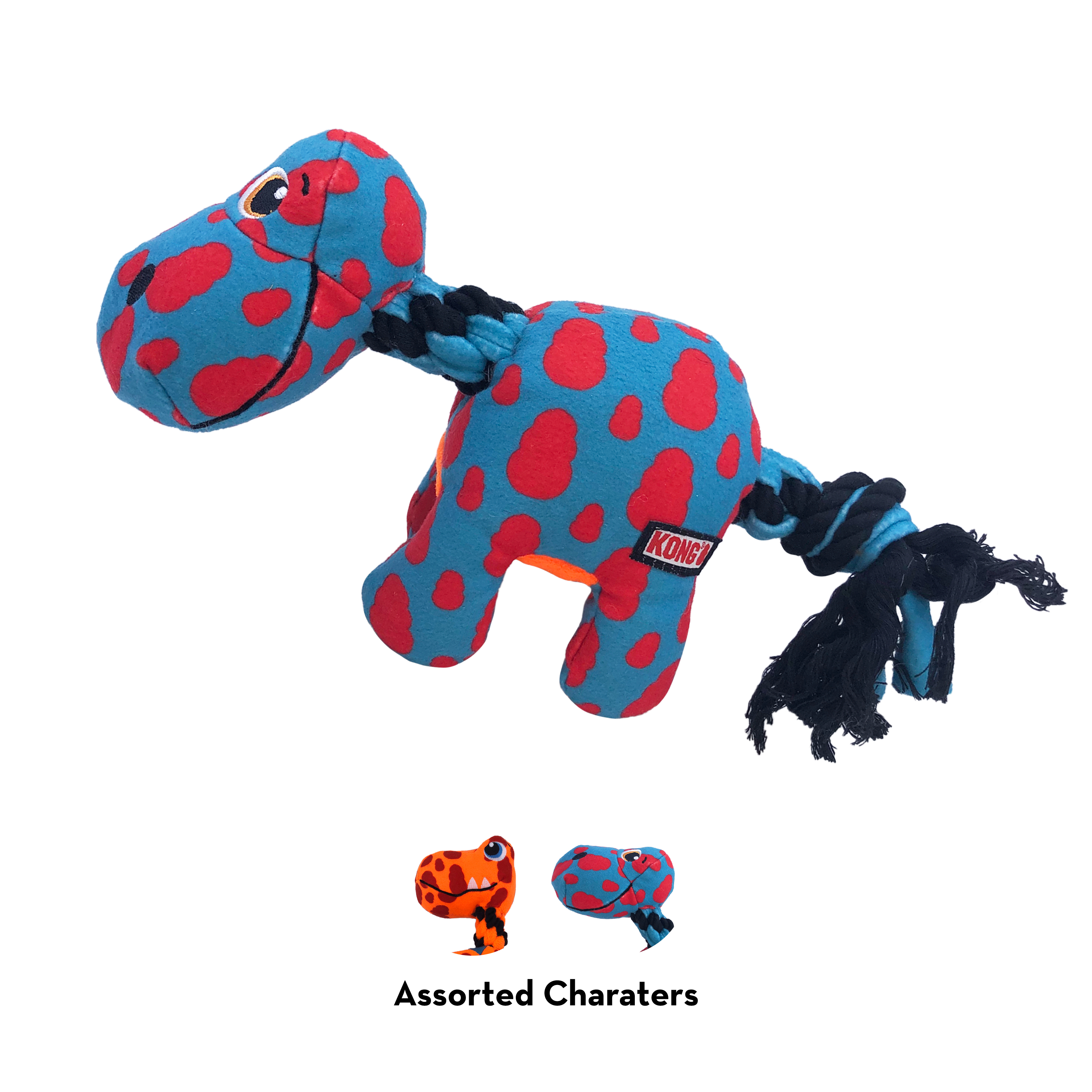 KONG Signature Dynos Squeaky Plush Dog Toy - Medium Assorted