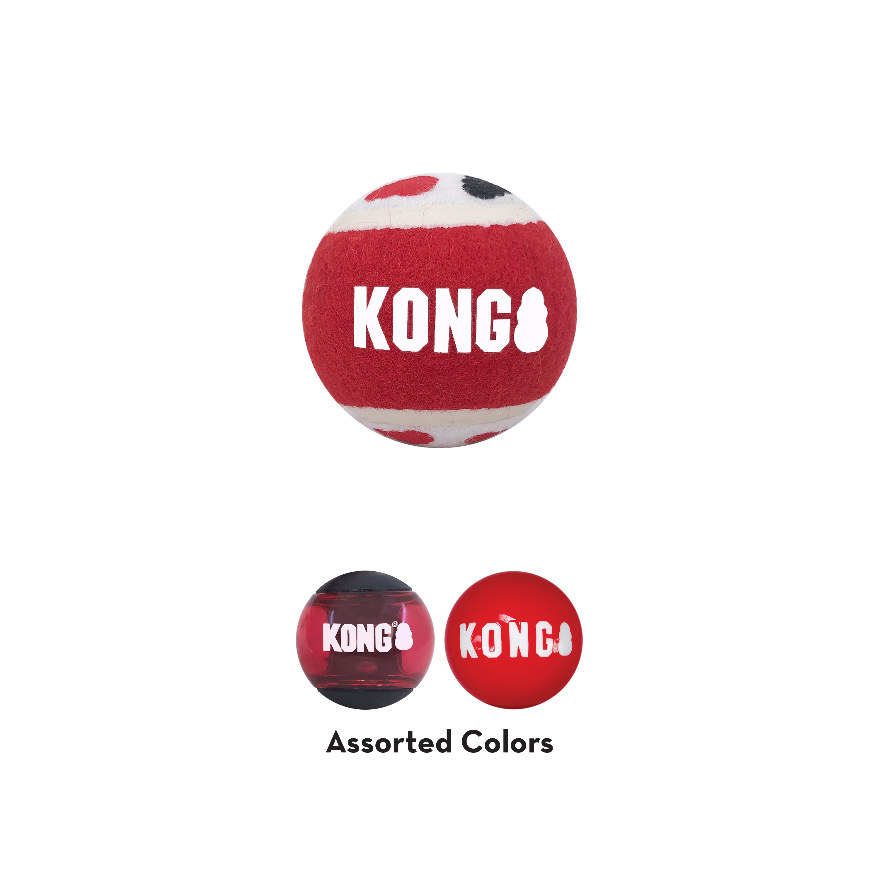 KONG Signature Balls Durable Fetch Dog Toy - Large 3-Pack Assorted