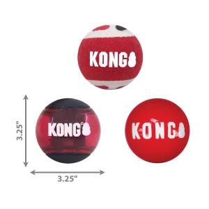 KONG Signature Balls Durable Fetch Dog Toy - Large 3-Pack Assorted