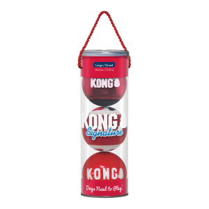 KONG Signature Balls Durable Fetch Dog Toy - Large 3-Pack Assorted