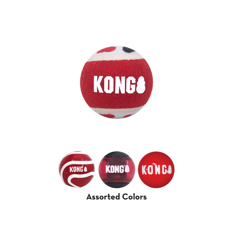 KONG Signature Balls Durable Fetch Dog Toy - Medium 4-Pack Assorted