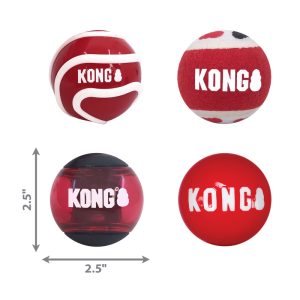 KONG Signature Balls Durable Fetch Dog Toy - Medium 4-Pack Assorted