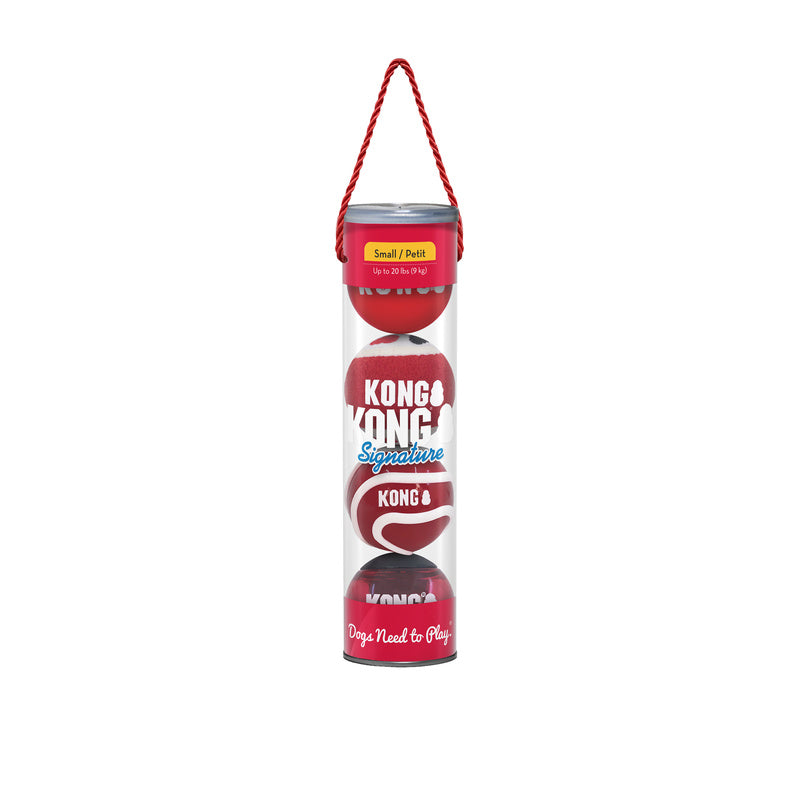 KONG Signature Balls Durable Fetch Dog Toy - Small 4-Pack Assorted