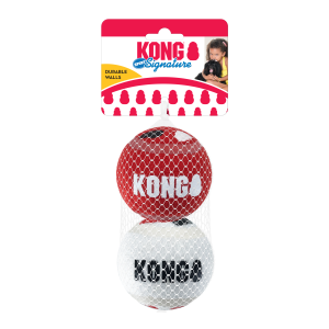 KONG Signature Sport Balls Durable Non-Abrasive Fetch Dog Toys - 2-Pack Large
