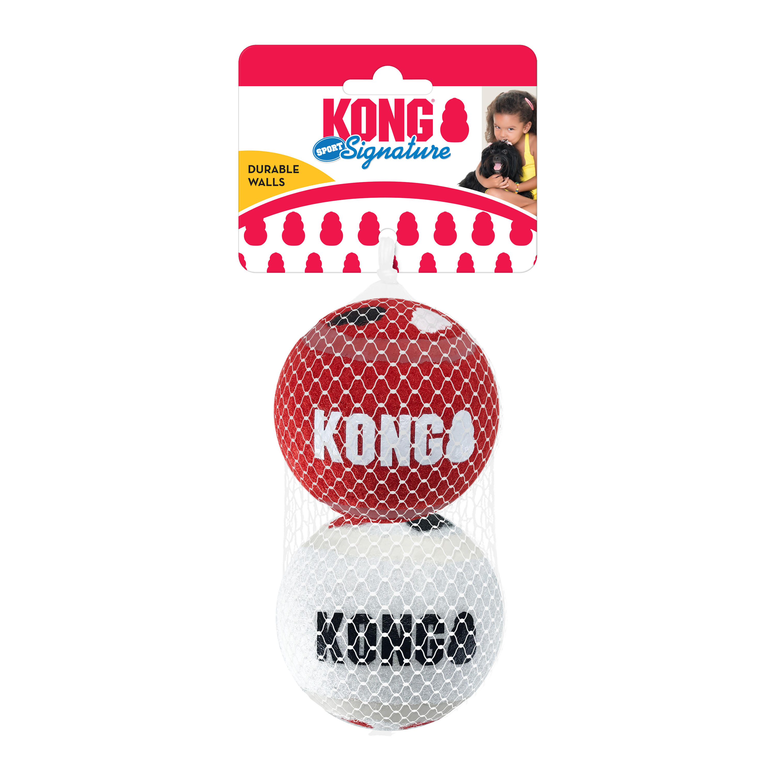 KONG Signature Sport Balls Durable Non-Abrasive Fetch Dog Toys - 3-Pack XS
