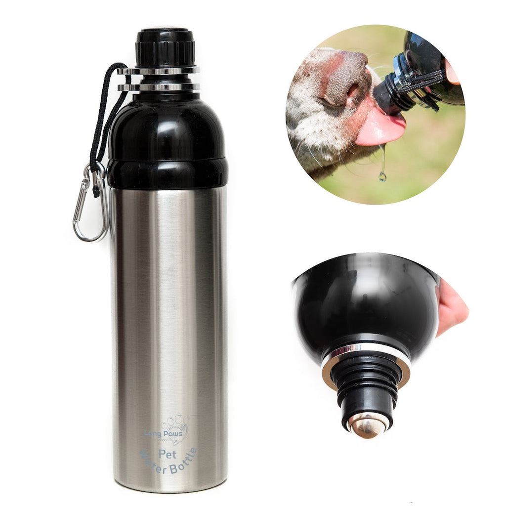 Harleys Companions - Dog Water Bottle, Lick 'n Flow, Silver