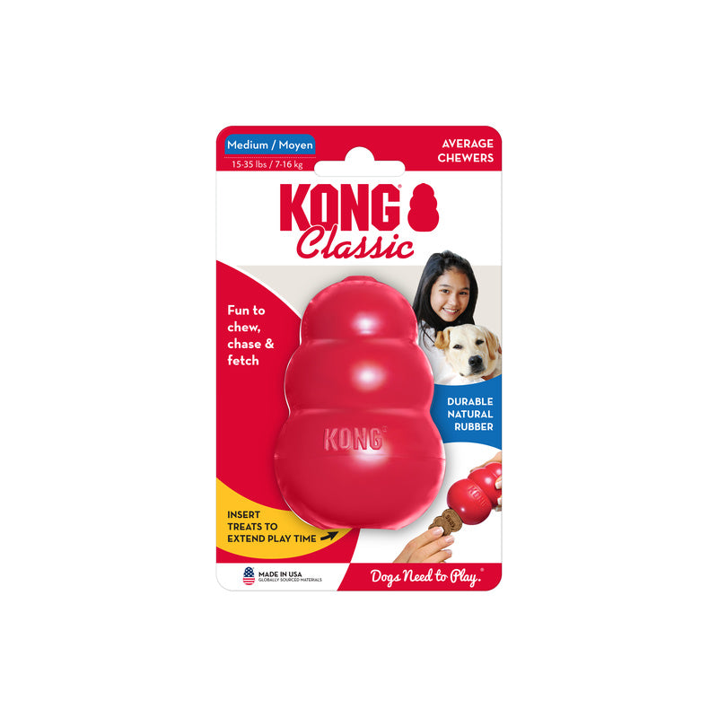 KONG Classic Durable Dog Chew Toy Medium 8.5cm - Red