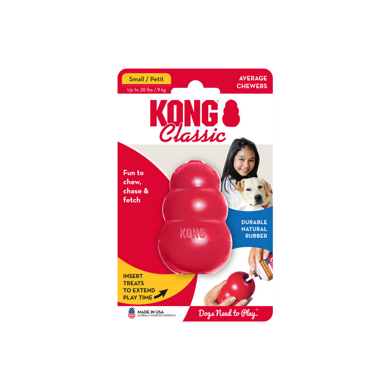 KONG Classic Durable Dog Chew Toy Medium 8.5cm - Red