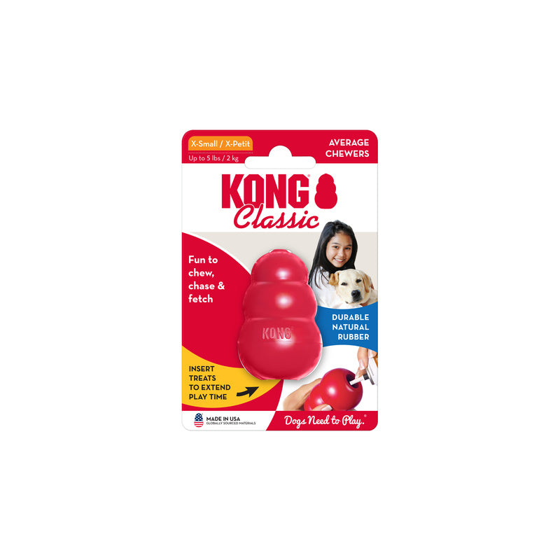 KONG Classic Durable Dog Chew Toy Medium 8.5cm - Red