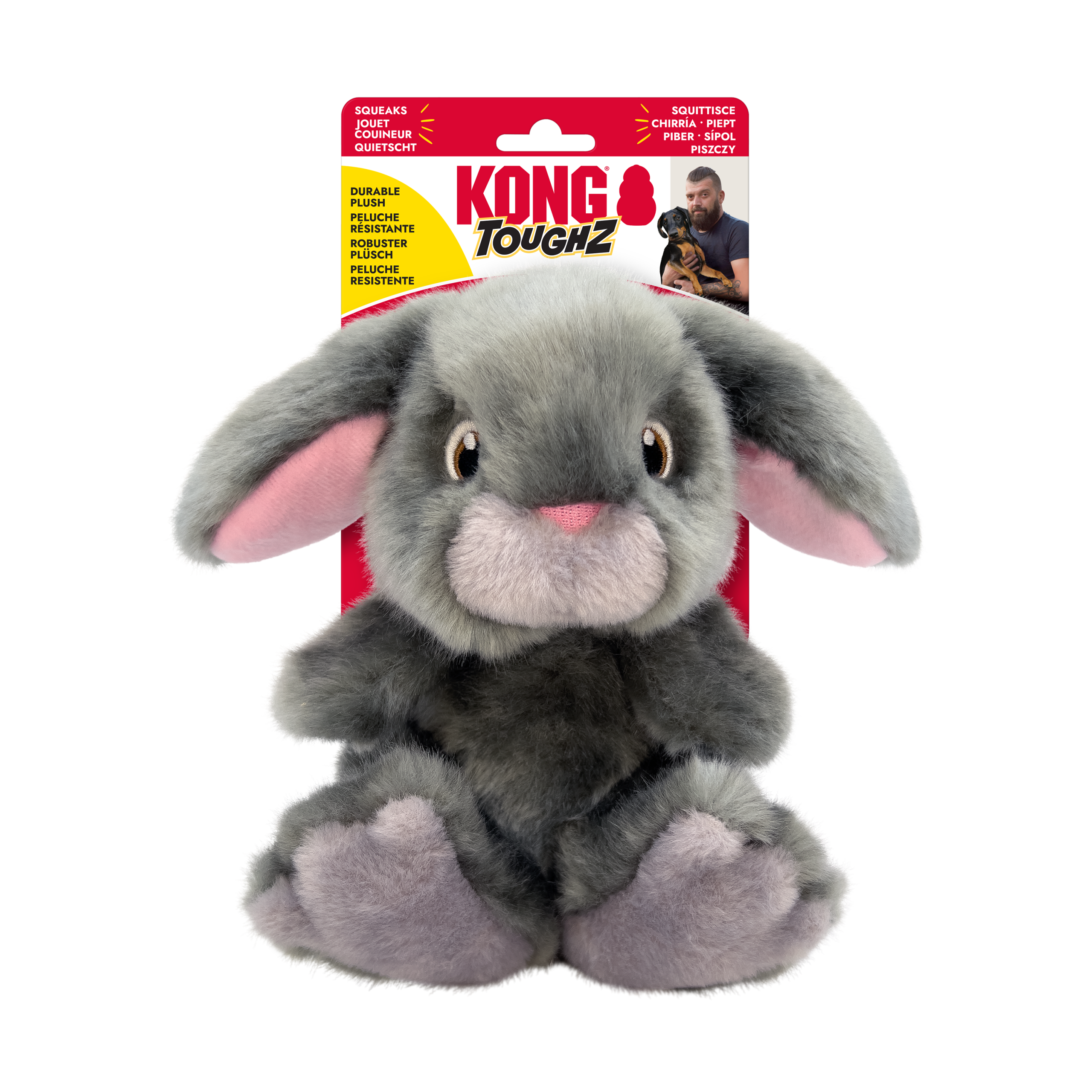 KONG Toughz Bunny Durable Squeaky Plush Dog Toy - Medium