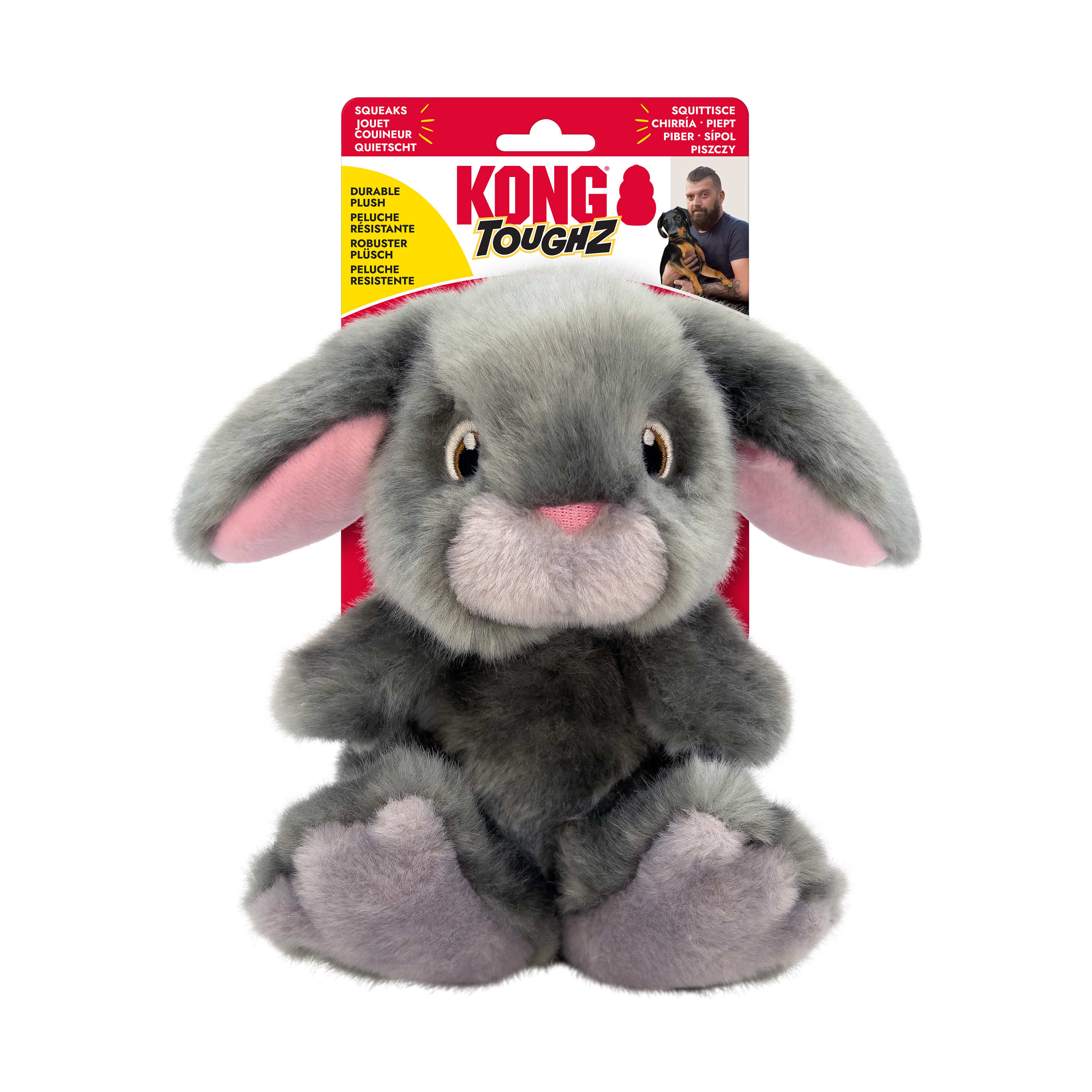 KONG Toughz Bunny Durable Squeaky Plush Dog Toy - Medium
