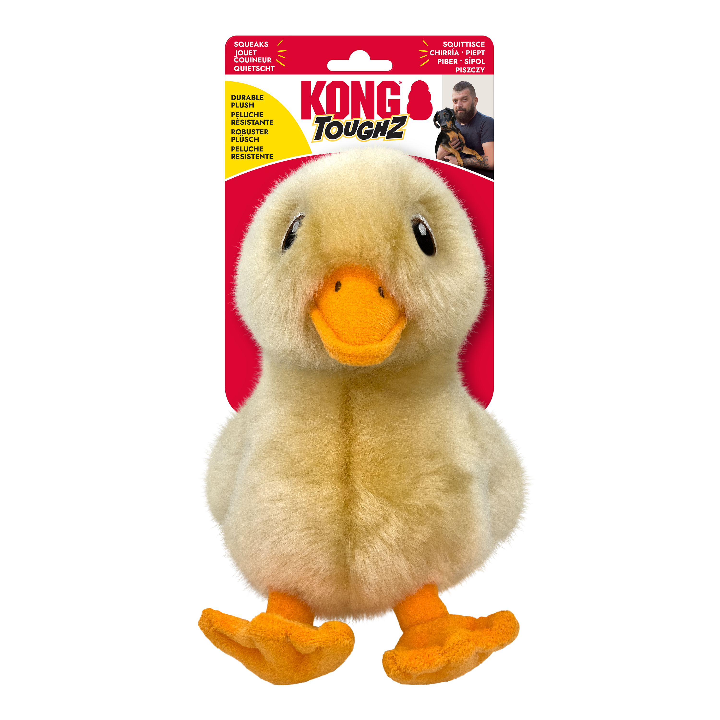 KONG Toughz Duck Durable Squeaky Plush Dog Toy - Medium