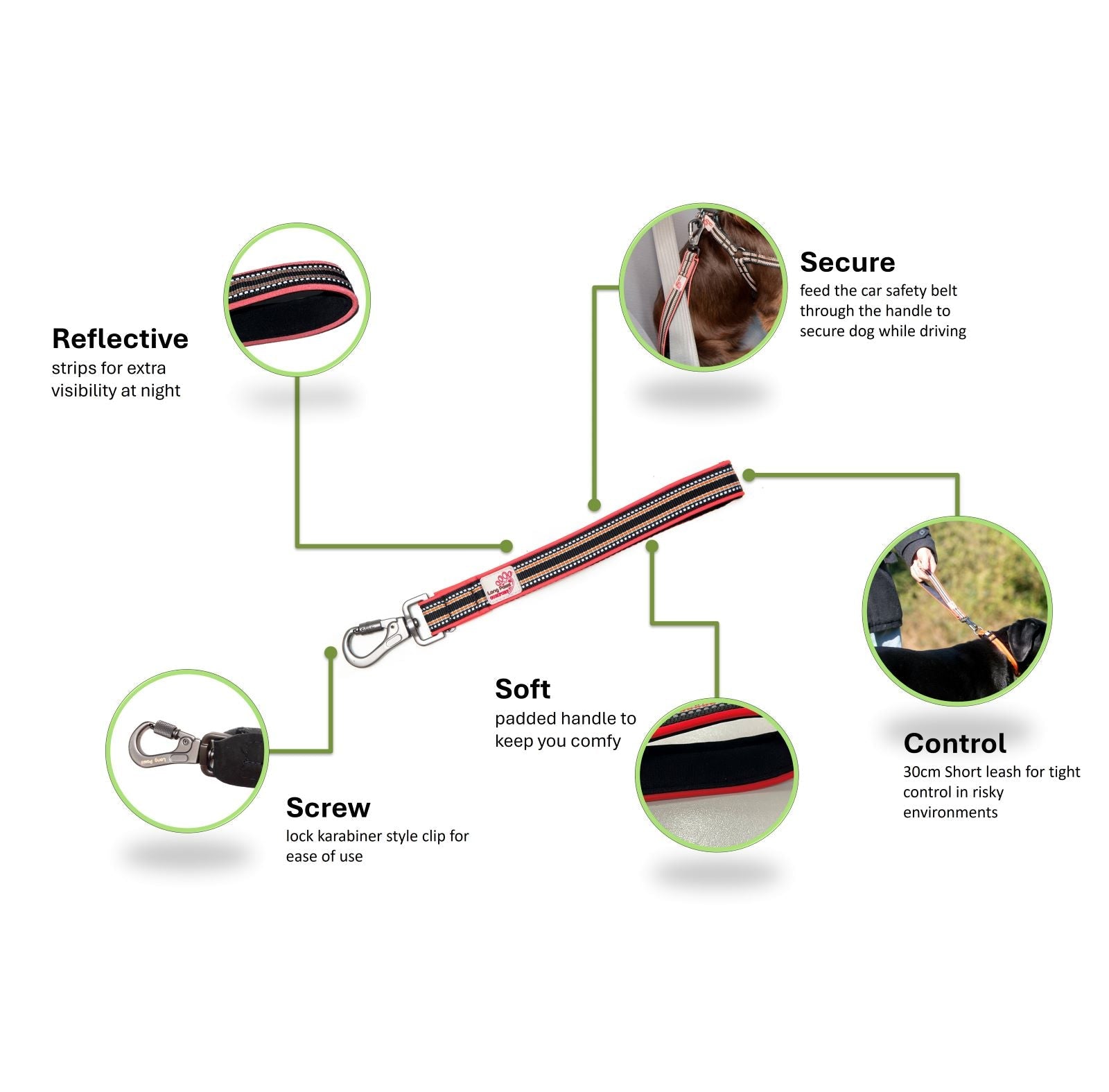 Harleys Companions - Safety Belt Strap | Close Control Lead | Slide Lock