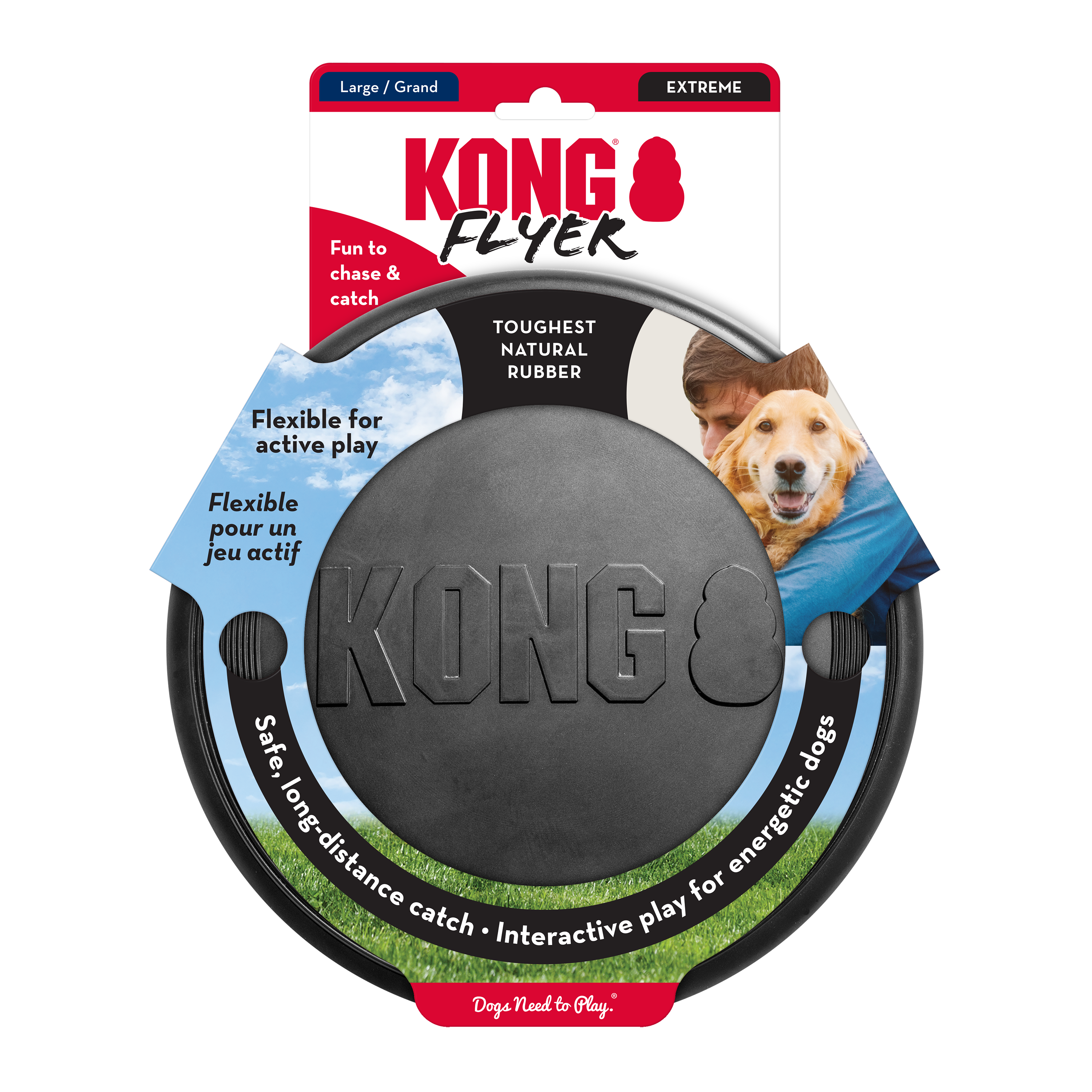 KONG Flyer Extreme Durable Flying Disc Dog Toy - Large Black