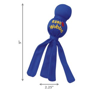 KONG Wubba Durable Squeaky Tug Dog Toy - Small Red/Blue/Purple (21cm)