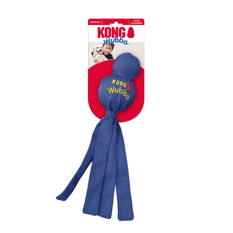 KONG Wubba Durable Squeaky Tug Dog Toy - X-Large Red/Blue/Purple (41cm)