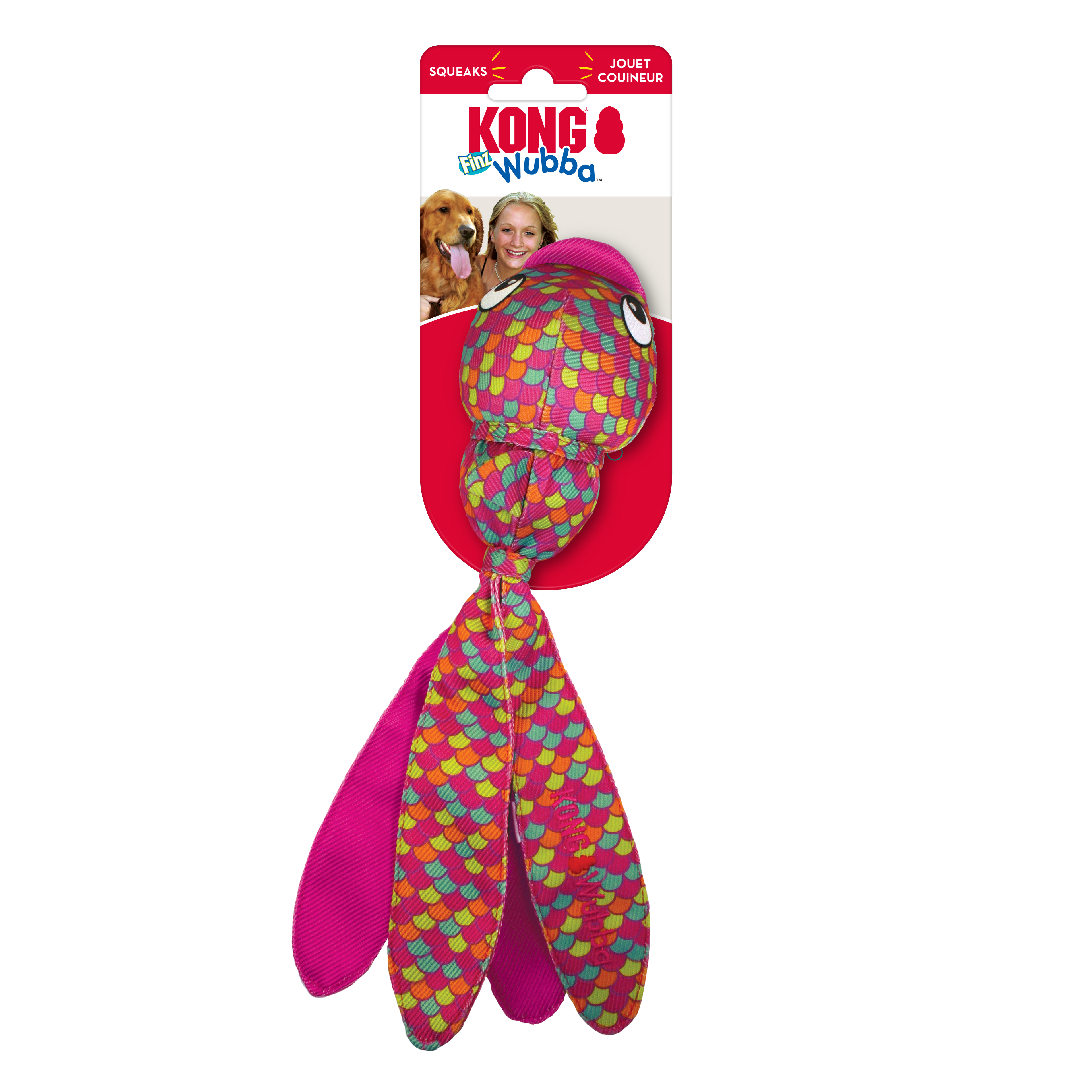 KONG Wubba Finz Squeaky Tug Dog Toy - Large Blue