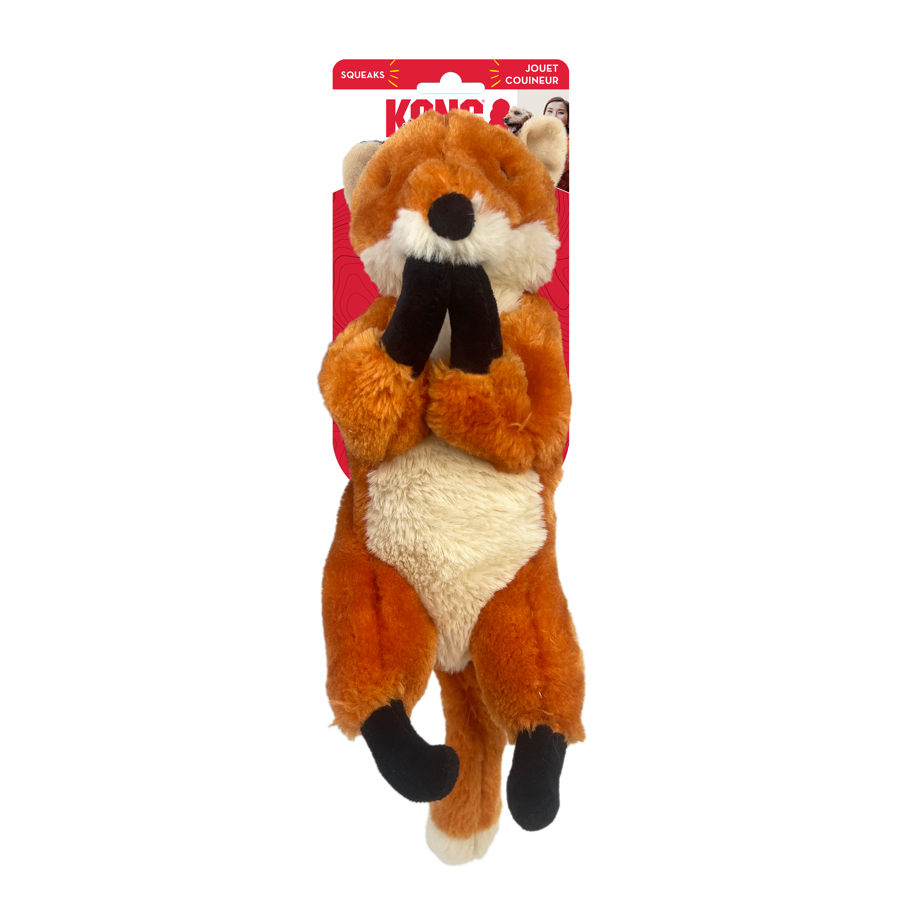 KONG Wild Low Stuff Fox Squeaky Plush Dog Toy - Medium