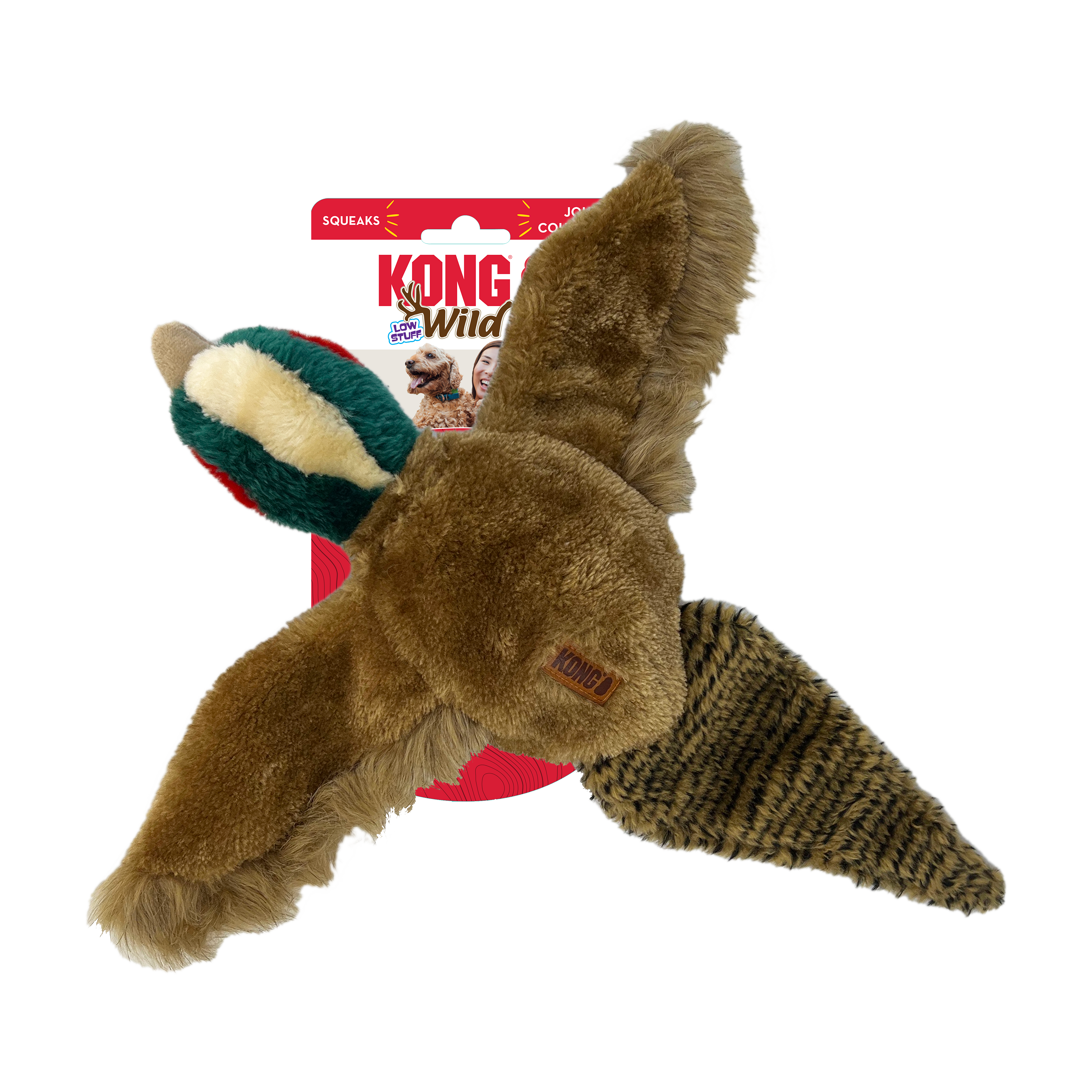 KONG Wild Low Stuff Rabbit Squeaky Plush Dog Toy - Medium