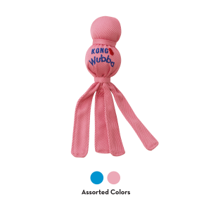 KONG Wubba Puppy Durable Squeaky Tug Dog Toy - Small Blue/Pink (21cm)