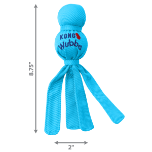 KONG Wubba Puppy Durable Squeaky Tug Dog Toy - Small Blue/Pink (21cm)
