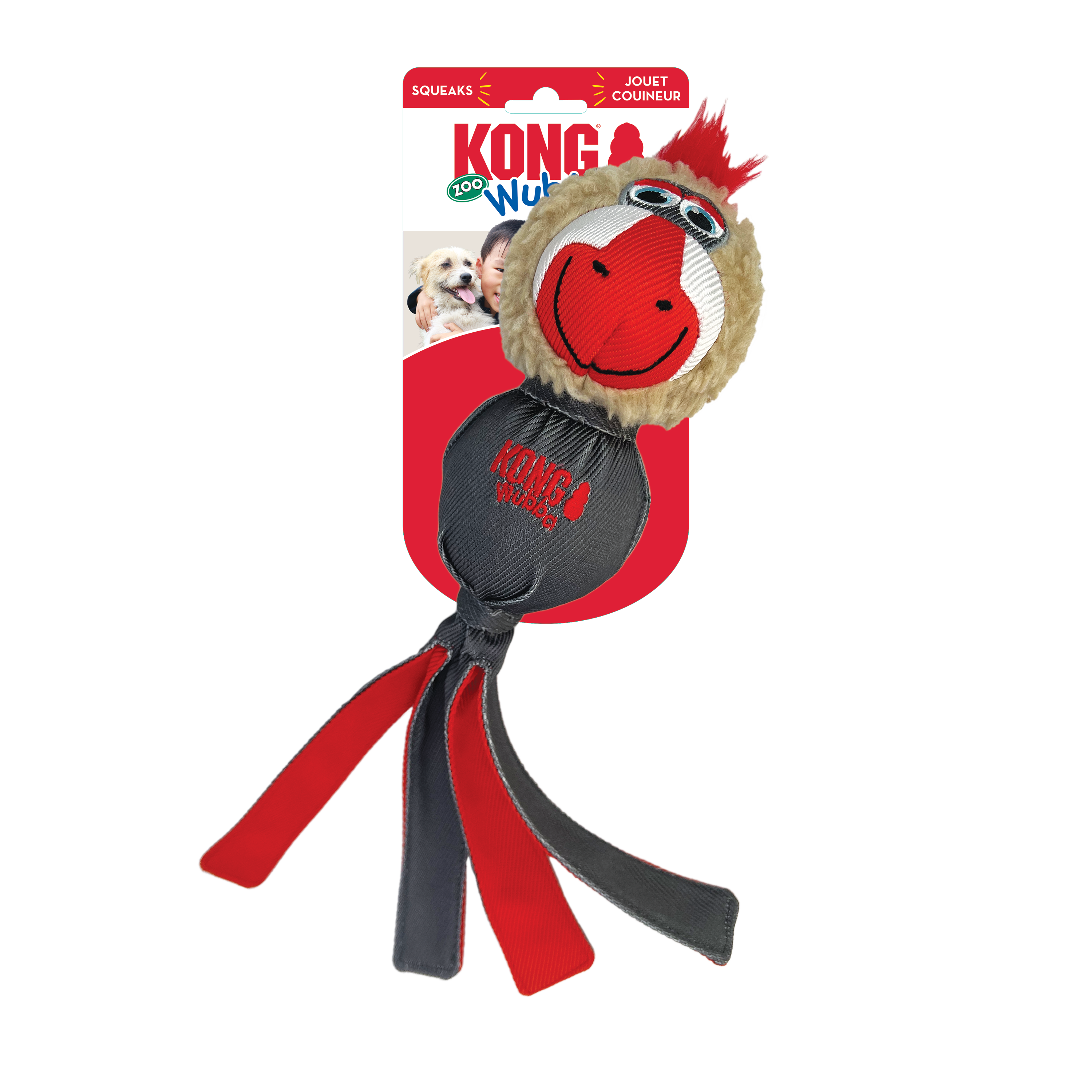 KONG Wubba Zoo Mandrill Squeaky Plush Dog Toy - Large