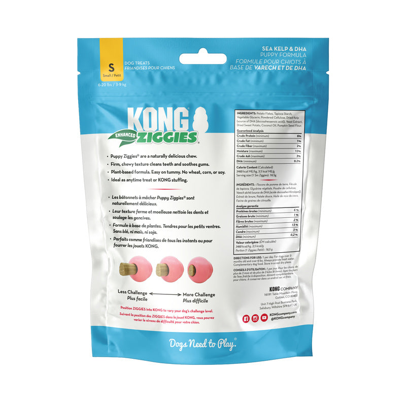 KONG Ziggies Enhanced Puppy Dental Chew Dog Treat - Small 198g