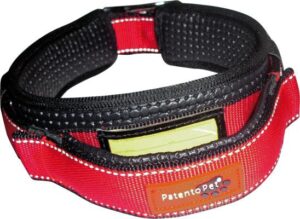 Patento Premium Adjustable Padded Reflective Dog Collar with Integrated Leash - XL Red (61-71cm)