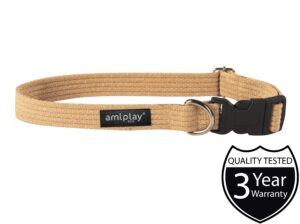 Ami Play Cotton Adjustable Durable Dog Collar - Large Beige (2.5cm)
